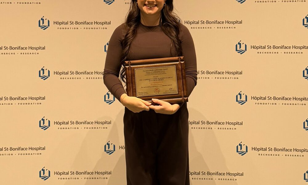 Young Researcher Eryn Kirshenbaum 2025 recipient of the Institute of Cardiovascular Sciences prestigious Dr. T. Edward Cuddy Award